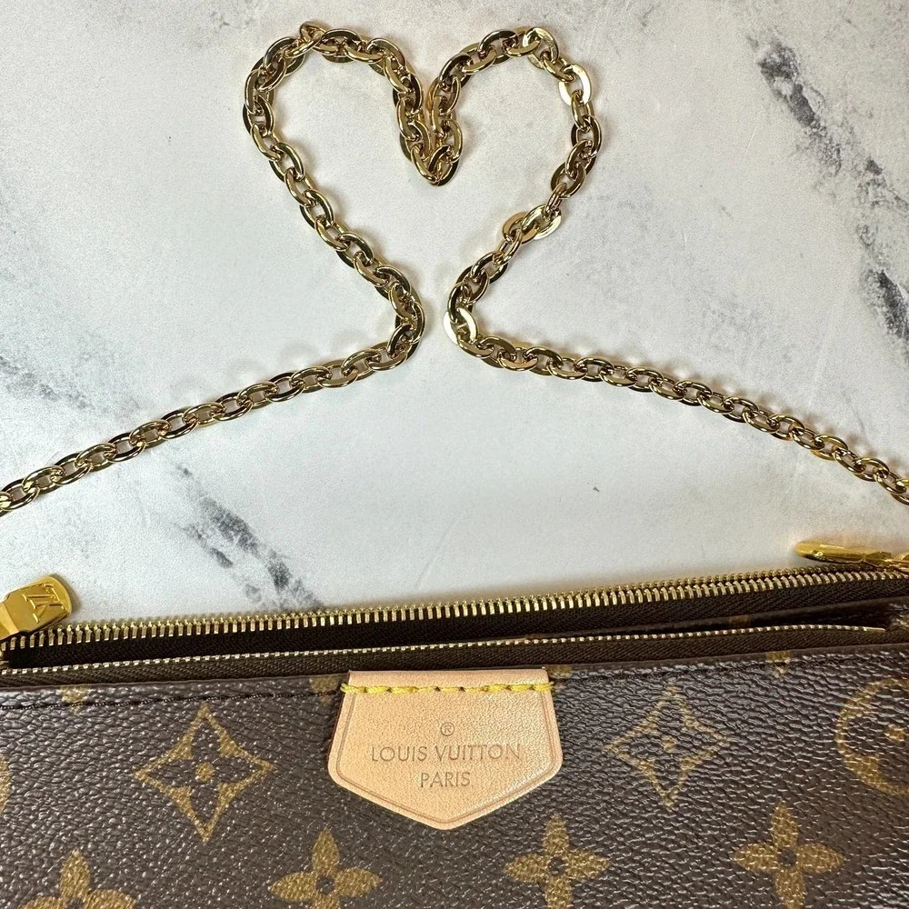 Louis Vuitton Multi Pochette Accessories monogram crossbody 3-bag w/rare Strap